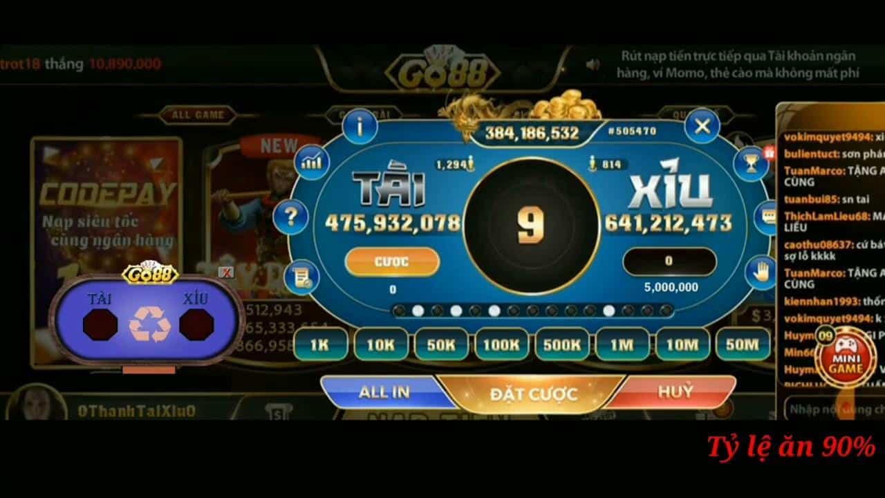 Game tài xỉu online trên Go88