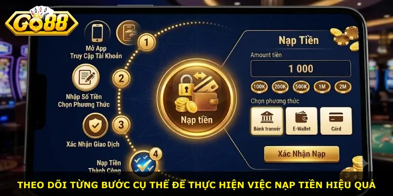 Theo dõi từng bước cụ thể để thực hiện việc nạp tiền hiệu quả